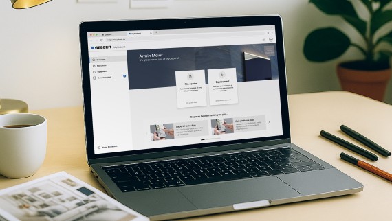 Portail client Geberit sur un ordinateur portable