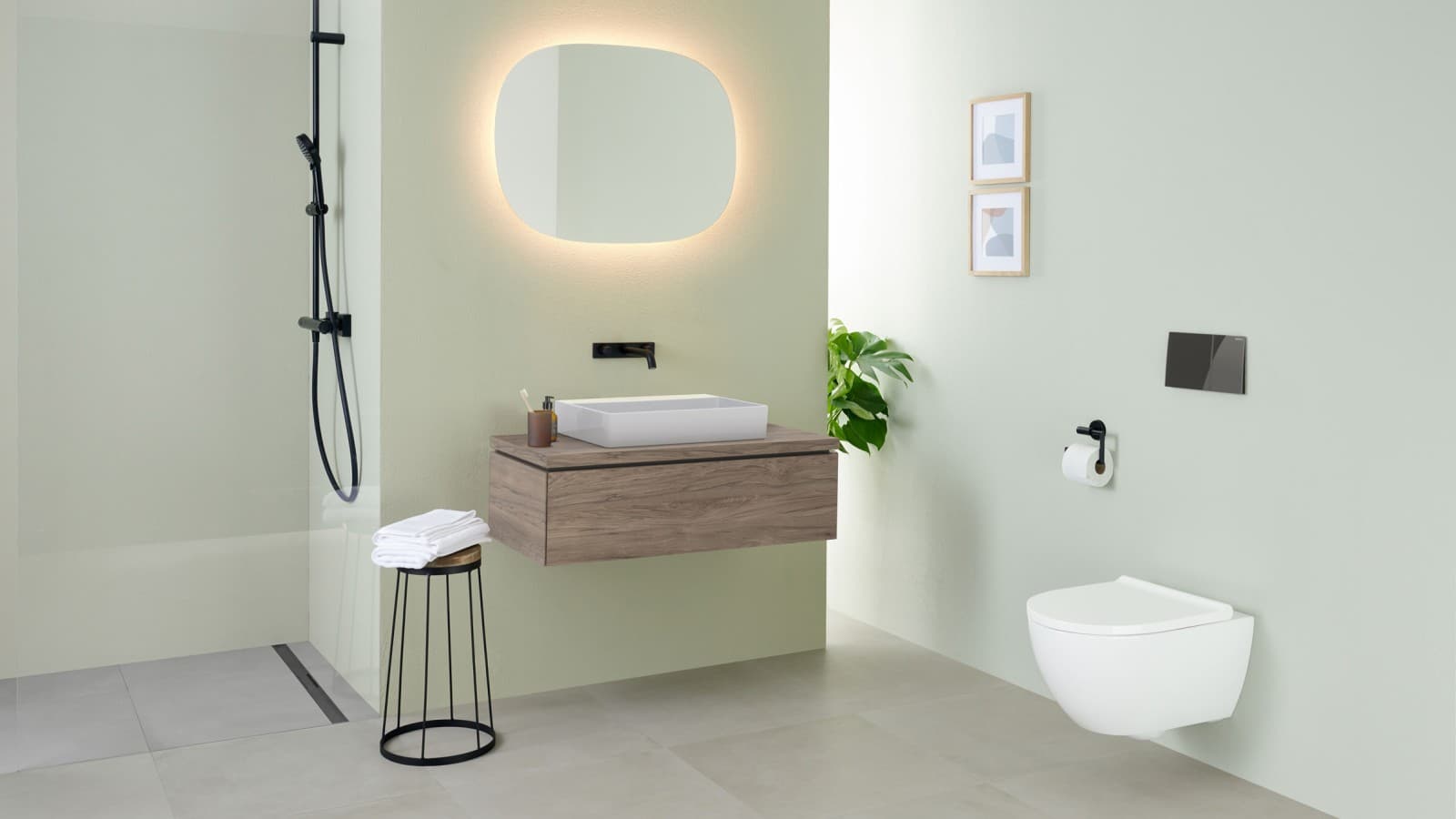 Lavabo Geberit One avec miroir ovale Geberit Option Lavabo Geberit One avec miroir ovale Geberit Option