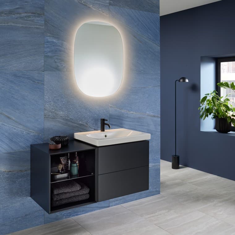 Lavabo de salle de bains Geberit Acanto avec meuble bas Geberit ONE Lavabo de salle de bains Geberit Acanto avec meuble bas Geberit ONE