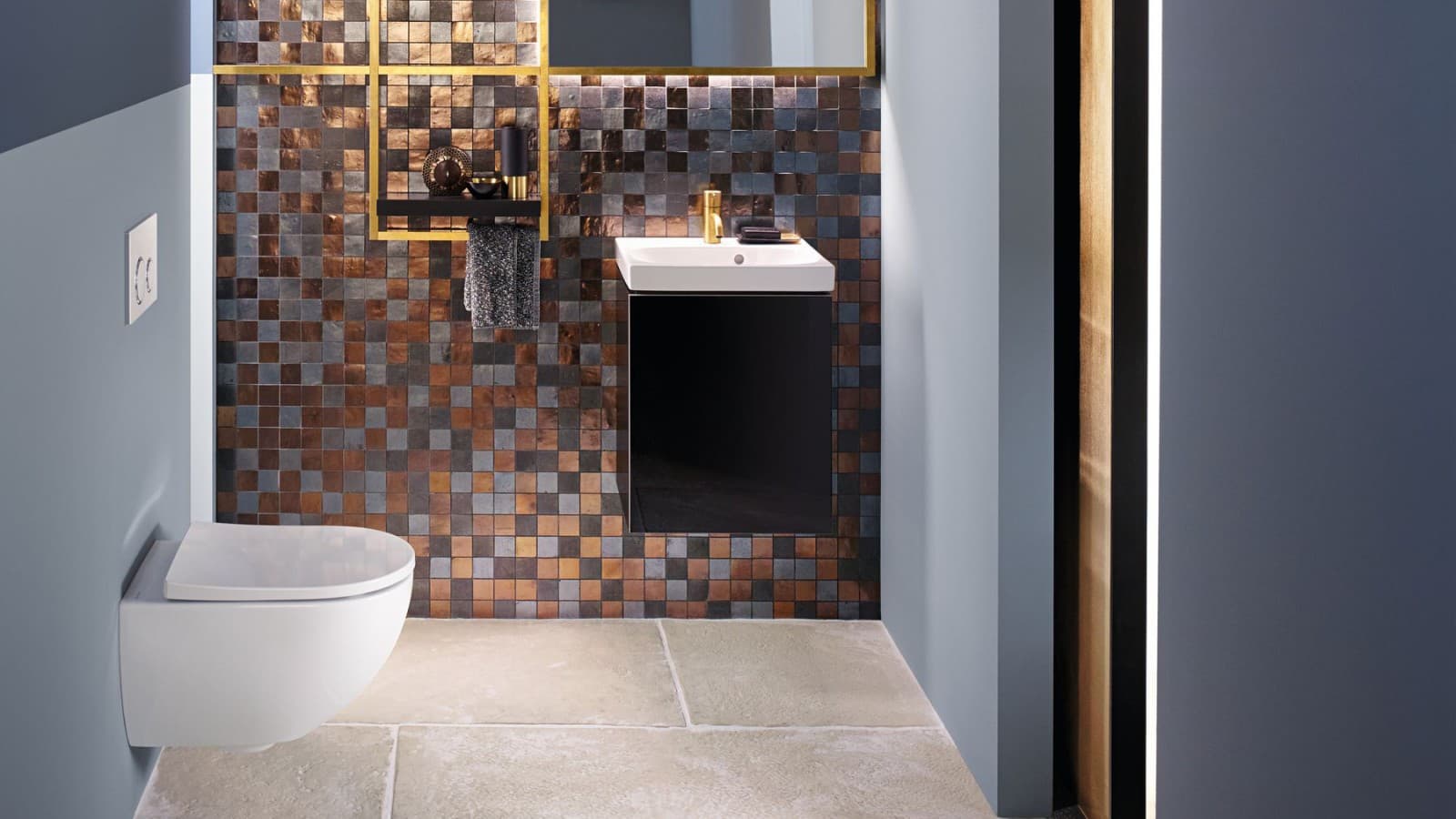 Salle de bains moderne dans un espace restreint avec WC et lavabo Acanto Salle de bains moderne dans un espace restreint avec WC et lavabo Acanto