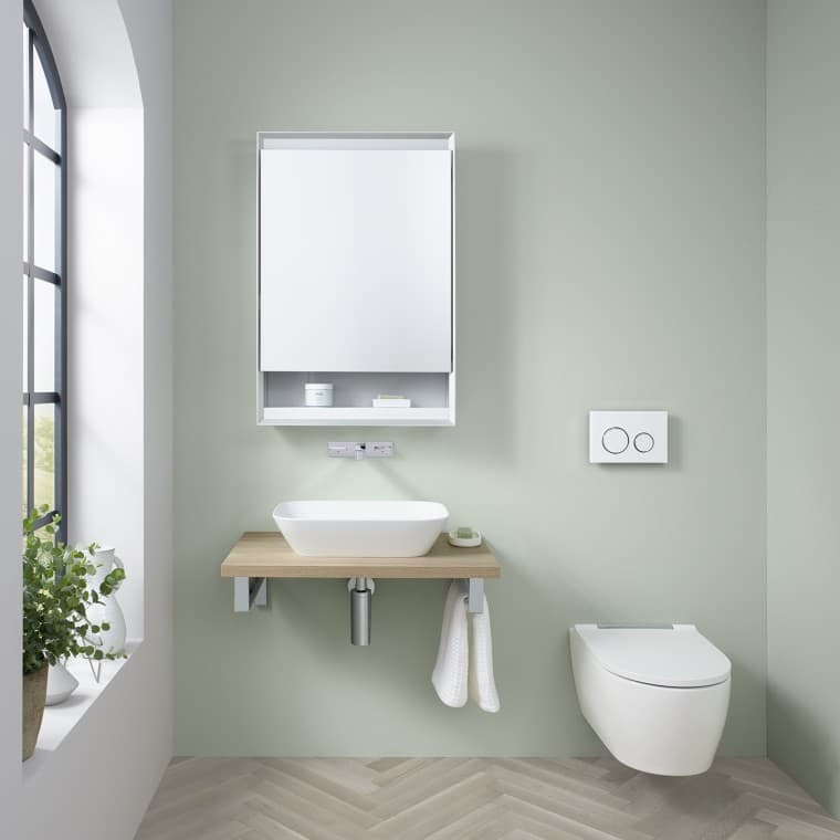 Salle de bains des invités avec meuble de salle de bains Geberit ONE Salle de bains des invités avec meuble de salle de bains Geberit ONE