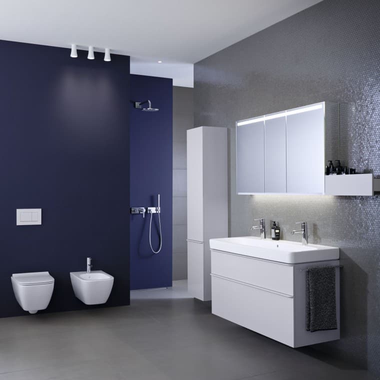 Salle de bains avec toilette Geberit Smyle et lavabo Salle de bains avec toilette Geberit Smyle et lavabo