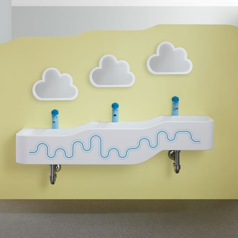 Espace de jeu et de lavage Geberit Bambini bleu océan et bleu clair Espace de jeu et de lavage Geberit Bambini bleu océan et bleu clair