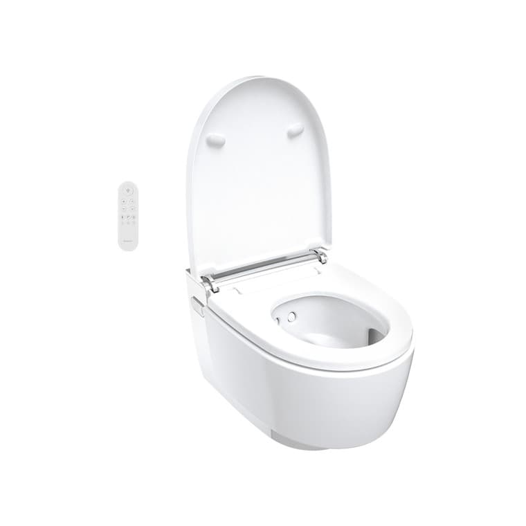 Geberit AquaClean Mera avec couvercle d'abattant ouvert Geberit AquaClean Mera avec couvercle d'abattant ouvert