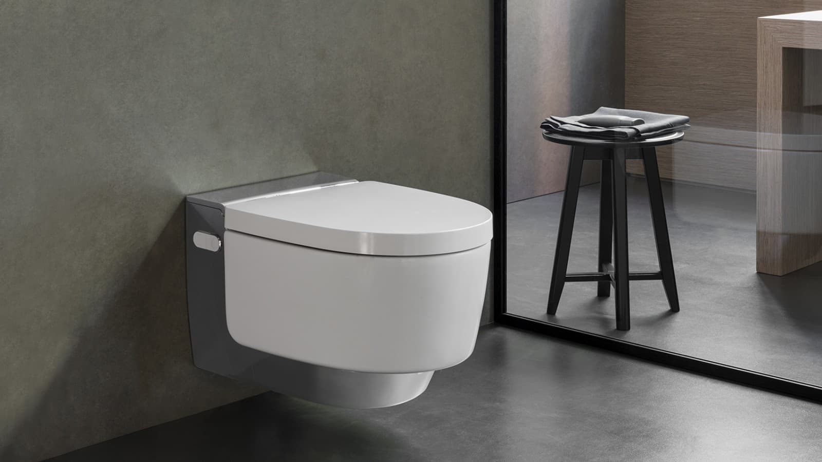 Grâce à son design, le Geberit AquaClean Mera s'intègre harmonieusement dans le décor de la salle de bains. Grâce à son design, le Geberit AquaClean Mera s'intègre harmonieusement dans le décor de la salle de bains.