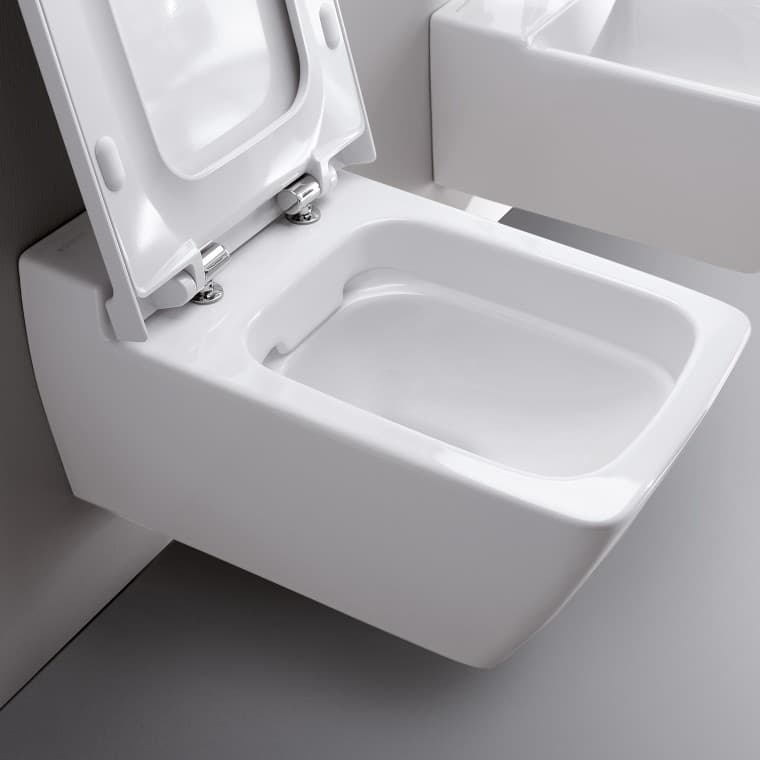 Les wc Geberit Rimfree® sont entièrement conçues sans rebord. Il n'y a donc pas d'endroits cachés et difficiles d'acces où des bactéries peuvent se développer. Les wc Geberit Rimfree® sont entièrement conçues sans rebord. Il n'y a donc pas d'endroits cachés et difficiles d'acces où des bactéries peuvent se développer.