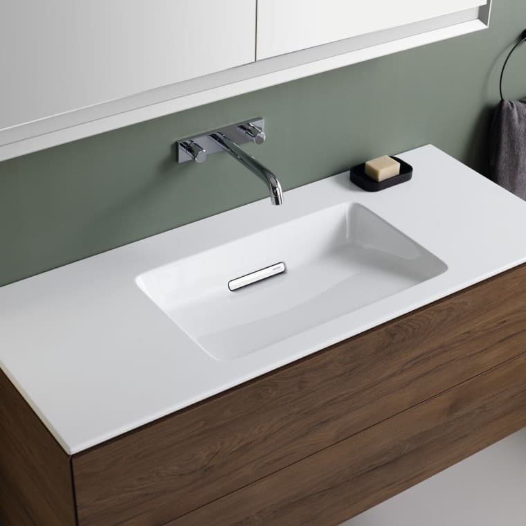 Geberit ONE washbasin including integrated hair trap and KeraTect finish Geberit ONE washbasin including integrated hair trap and KeraTect finish