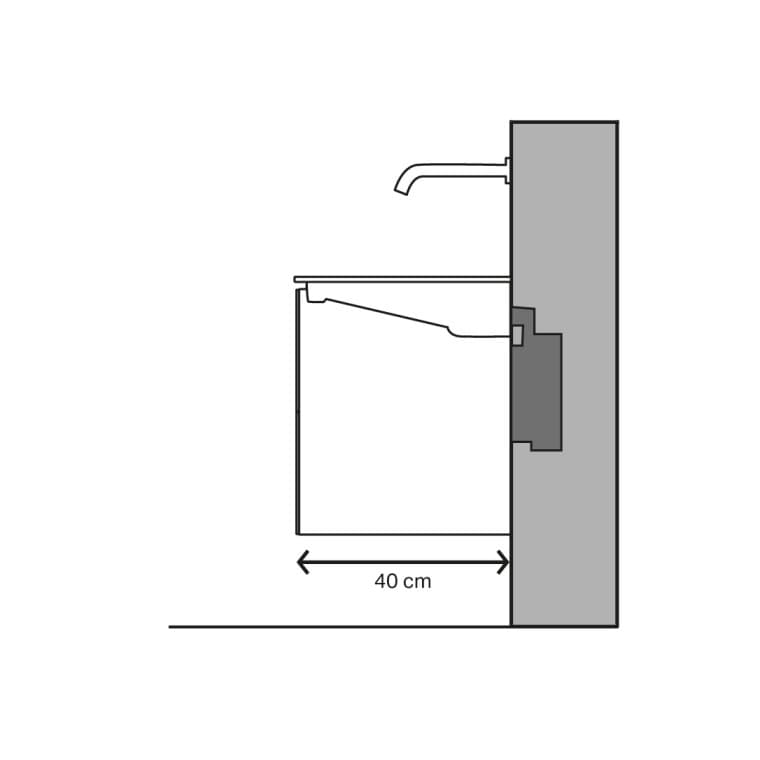 Illustration de lavabo avec saillie gain de place Illustration de lavabo avec saillie gain de place
