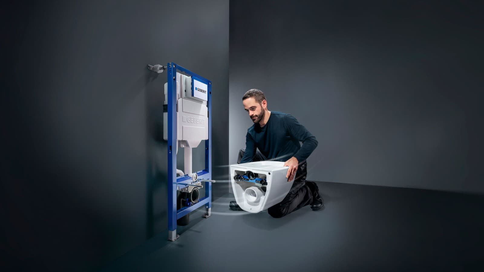 Système de WC à encastrer comprenant le réservoir de chasse à encastrer Geberit Sigma et le WC Geberit Acanto Système de WC à encastrer comprenant le réservoir de chasse à encastrer Geberit Sigma et le WC Geberit Acanto