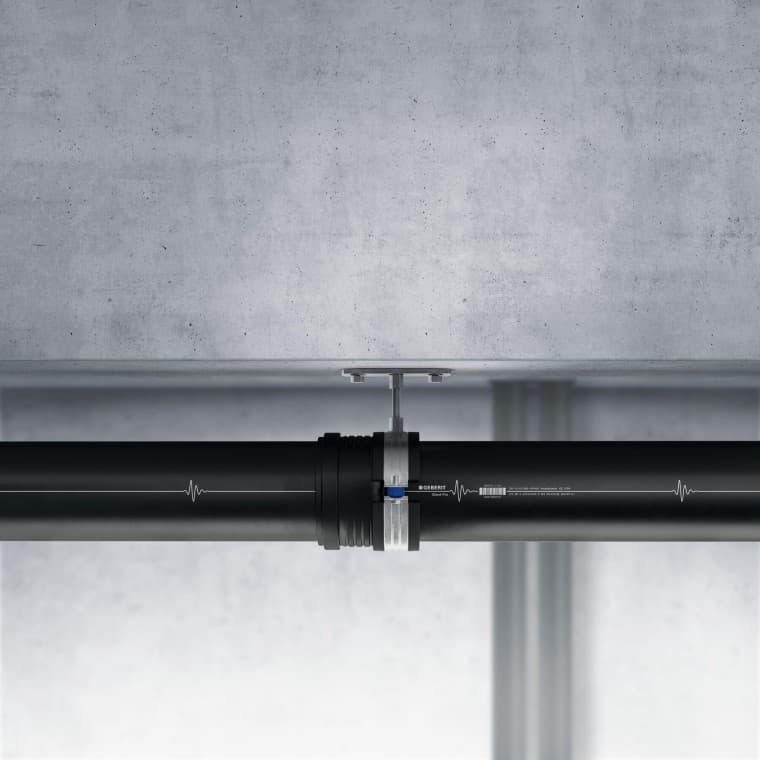 Eléments Geberit Silent-Pro installés avec boucle de suspension Eléments Geberit Silent-Pro installés avec boucle de suspension