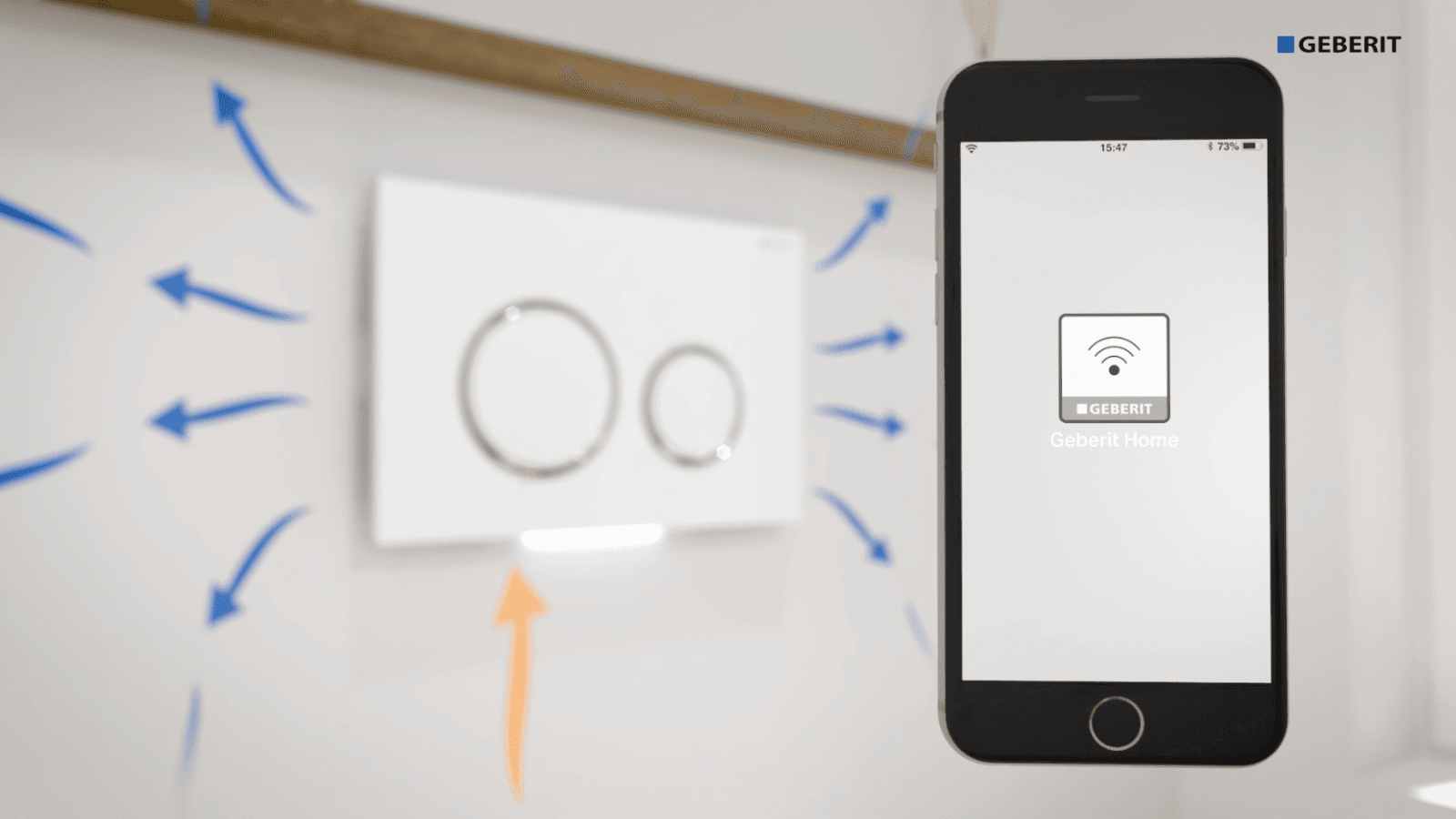 Les fonctions intelligentes de Geberit DuoFresh peuvent être commandées via l'application Geberit Home Les fonctions intelligentes de Geberit DuoFresh peuvent être commandées via l'application Geberit Home