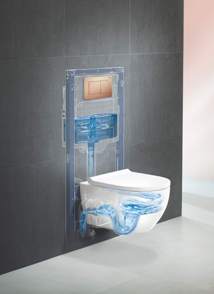 Système pour WC avec WC Acanto TurboFlush, et plaque de commande Geberit Sigma40 Système pour WC avec WC Acanto TurboFlush, et plaque de commande Geberit Sigma40