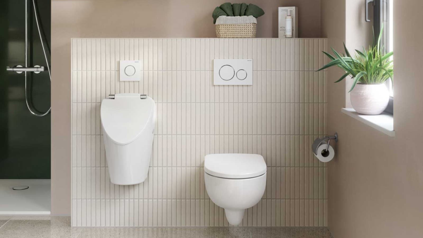 Urinoirs Geberit dans une salle de bains Urinoirs Geberit dans une salle de bains