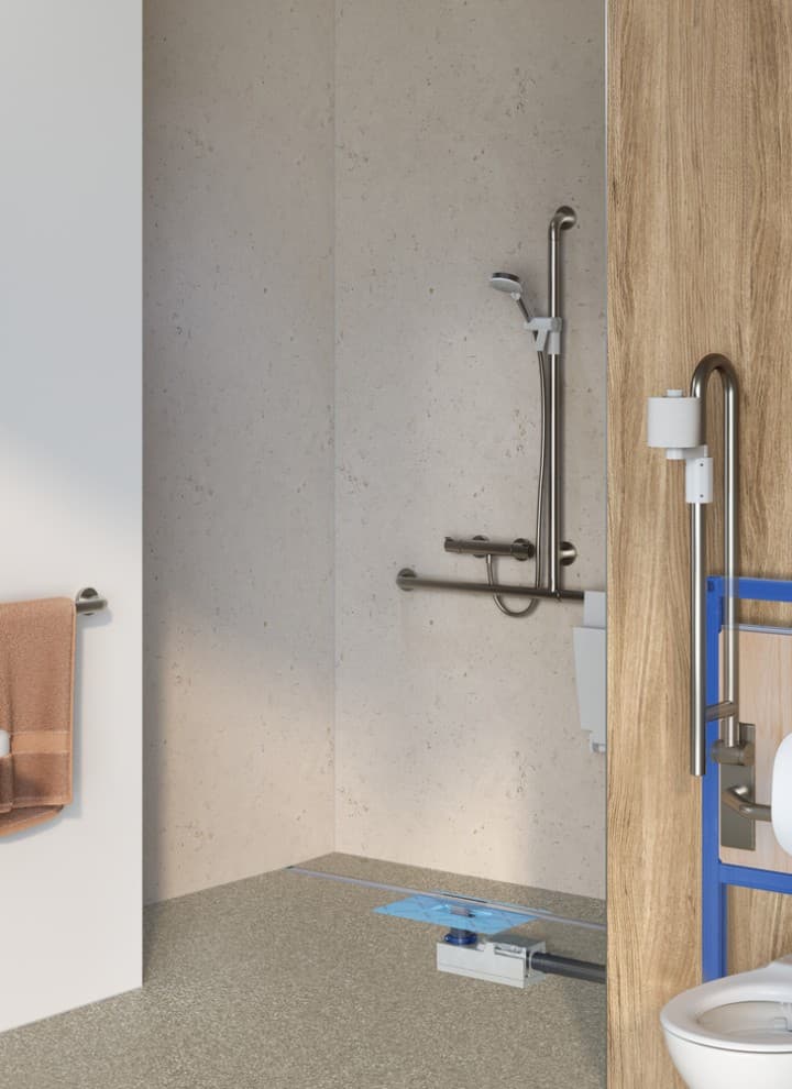 Geberit douchesystemen in de Standard-productselectie voor drempelvrije sanitaire voorzieningen Geberit douchesystemen in de Standard-productselectie voor drempelvrije sanitaire voorzieningen