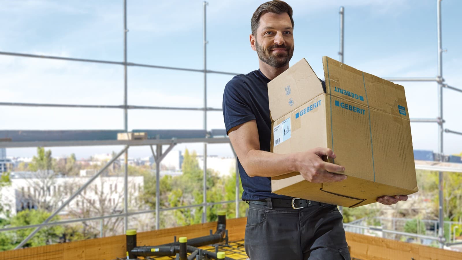 Le support de montage Geberit est plus facile à transporter. Le support de montage Geberit est plus facile à transporter.
