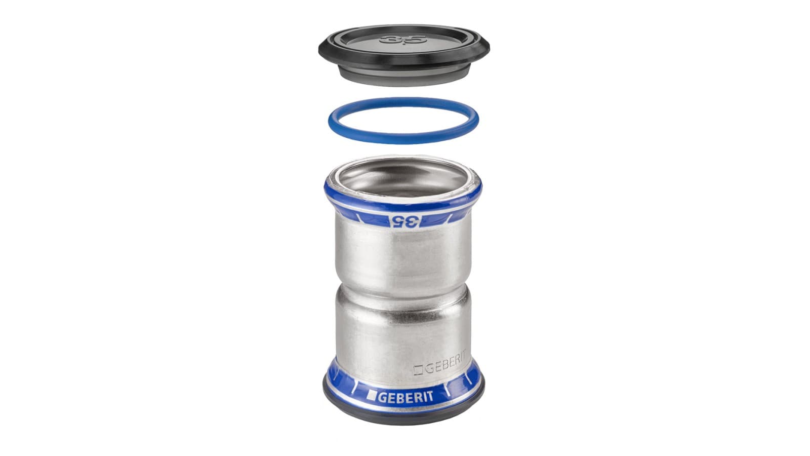 Geberit Mapress Acier Inoxydable, FKM bleu pour une utilisation avec des fluides contenant de l'huile Geberit Mapress Acier Inoxydable, FKM bleu pour une utilisation avec des fluides contenant de l'huile