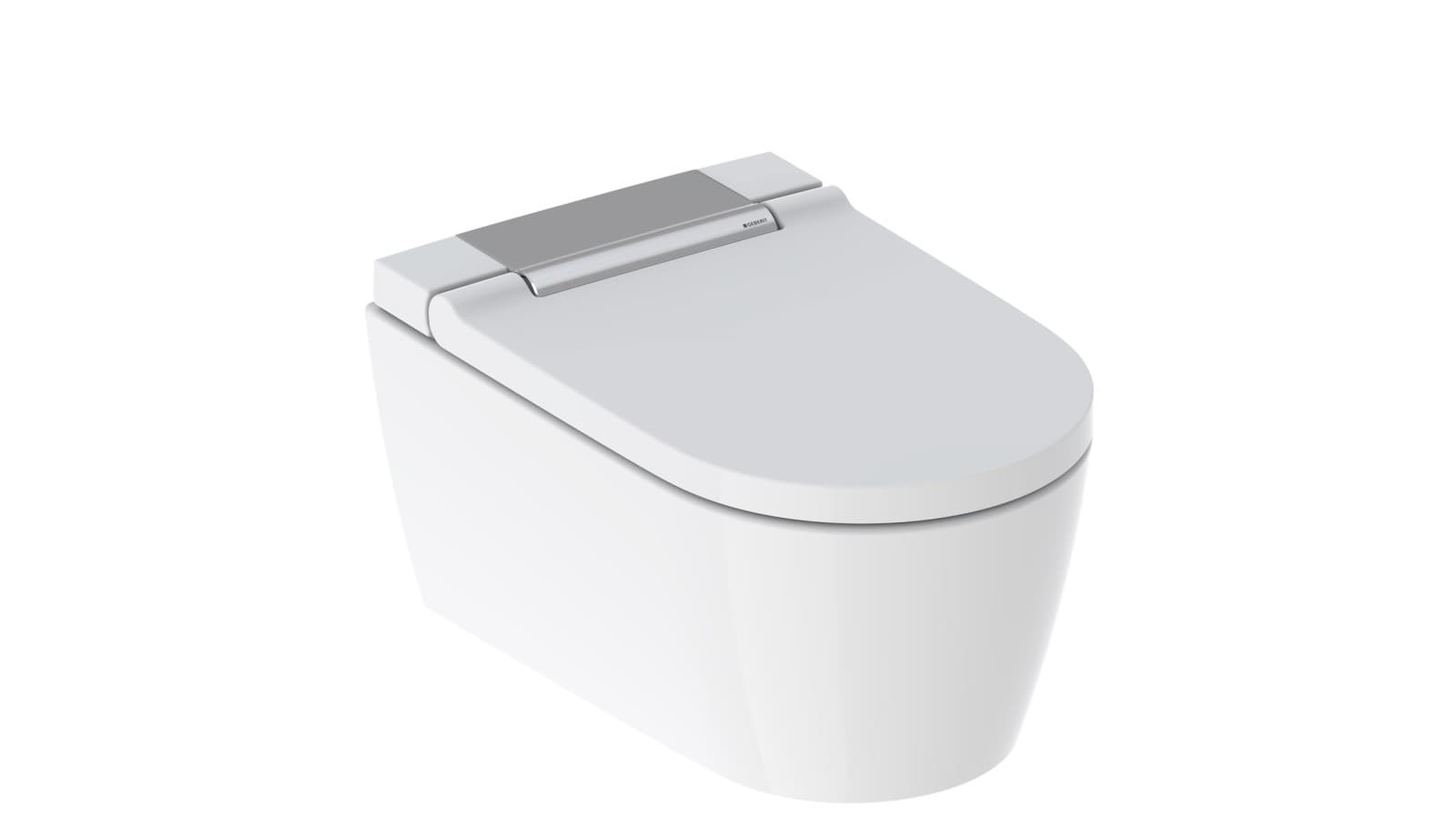 Geberit AquaClean Sela avec panneau de finition design chromé brillant Geberit AquaClean Sela avec panneau de finition design chromé brillant